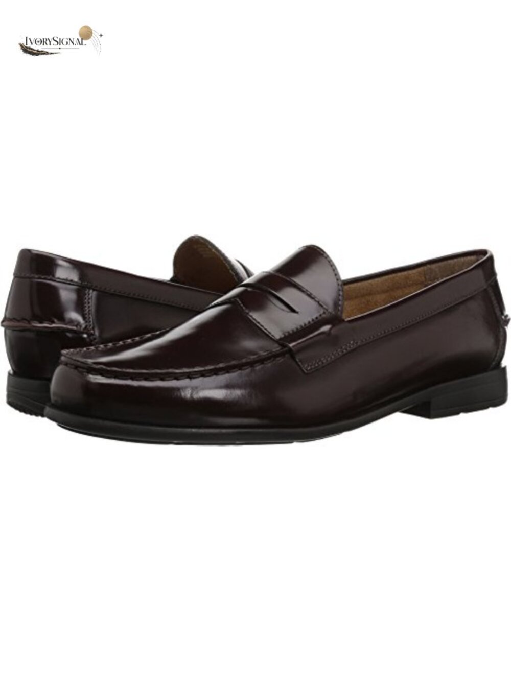 Leather Penny Loafers for Men with Memory Foam Comfort Gel - Dress Casual Shoes - Picture 3 of 4